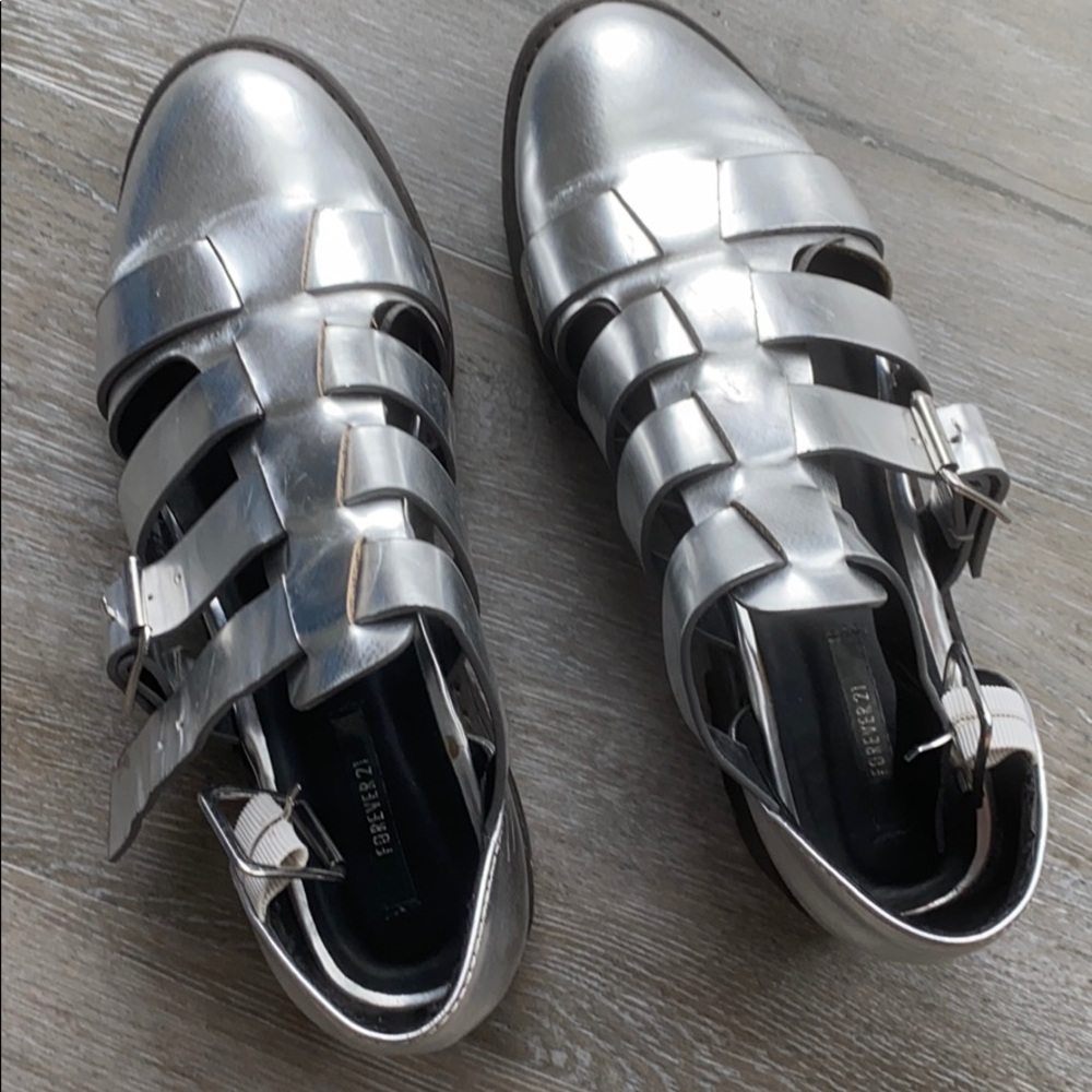 Silver platform sandals